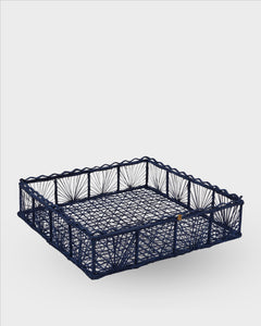 David Hicks Wicker Tray in Blue