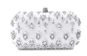 Perry Clutch in White Diamonds Satin