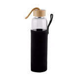 Gourde en verre et bambou avec pochette