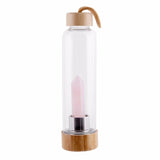Gourde en verre et bambou quartz rose