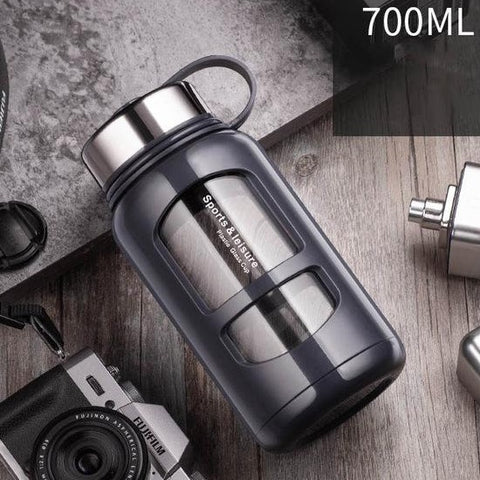 Gourde en verre avec protection 70cL Gris