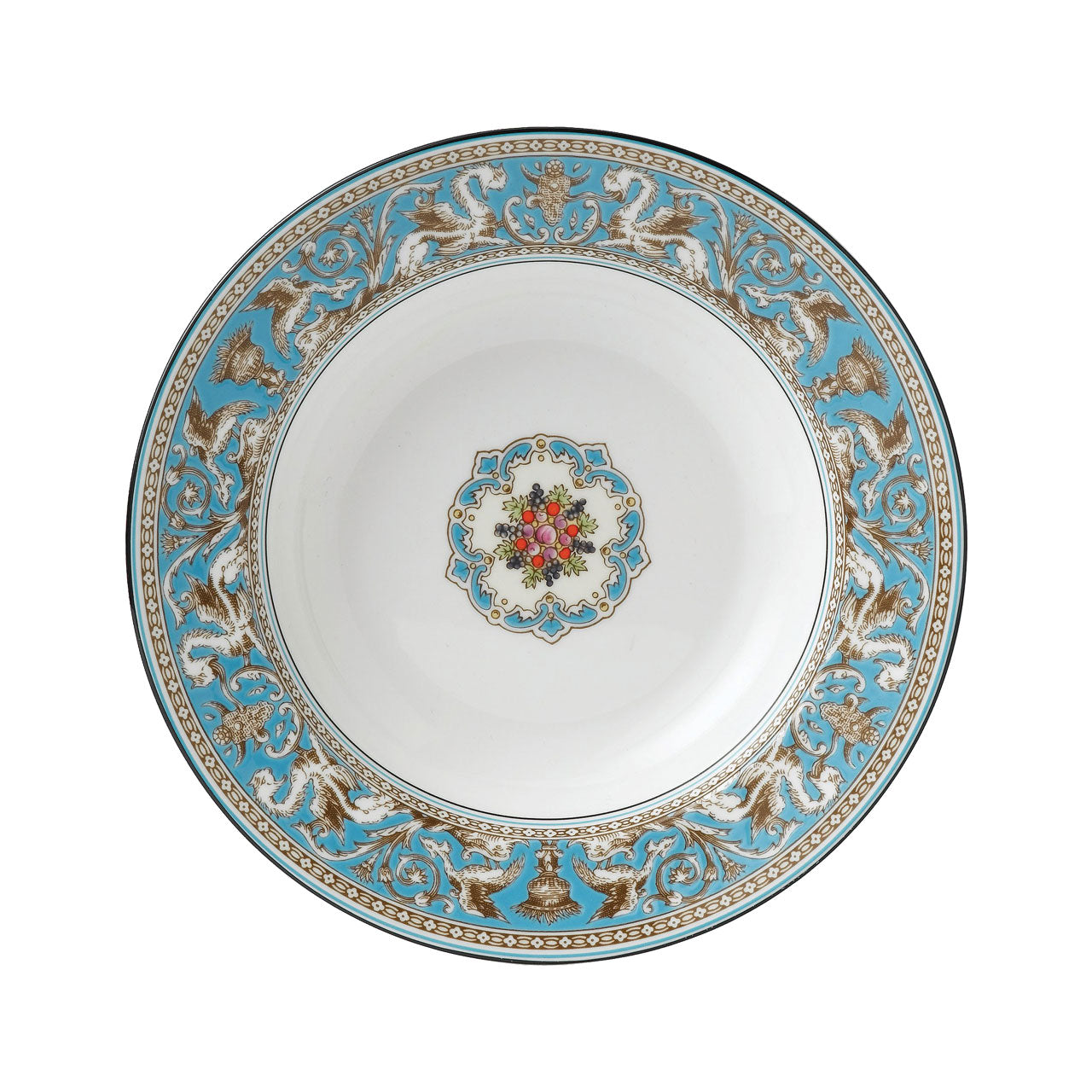 Florentine Turquoise Rim Soup 9"