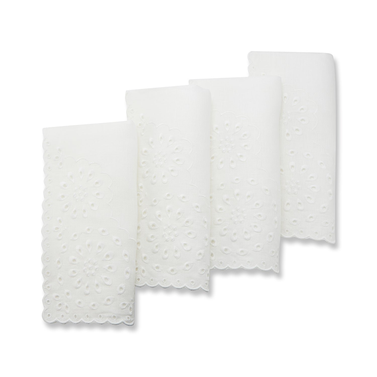 White Eyelet Dinner Napkins (4) green spring Chefanie 